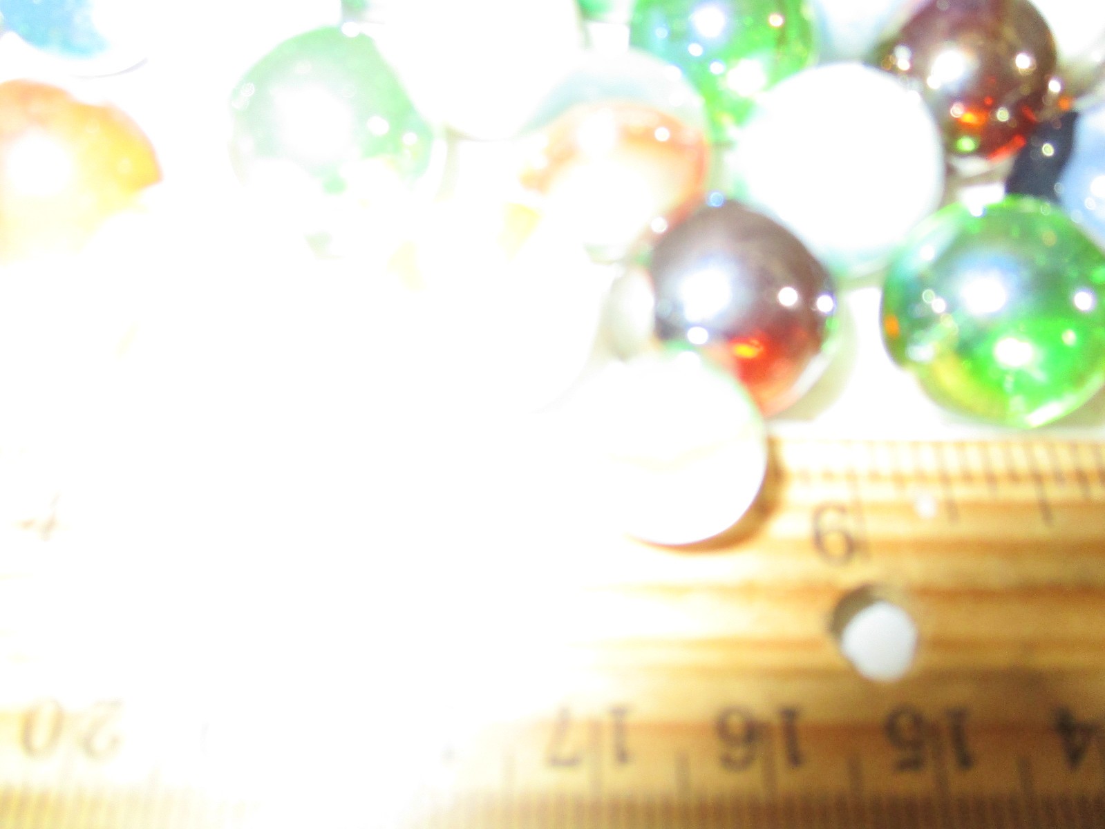 Lot of 75+ Vtg Glass Marbles Confetti White Green Blue Assortment