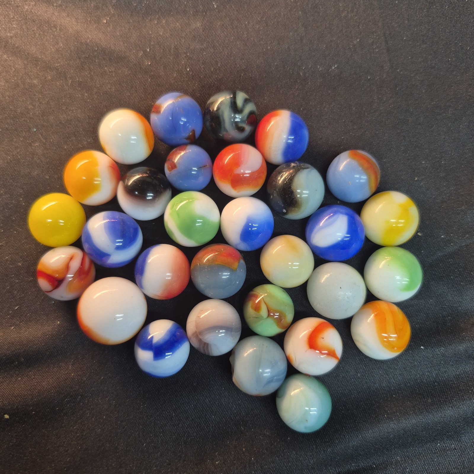 Lot 30 Vintage Marbles Glass Akro Vitro Peltier Marble King Swirl Patch VG USA