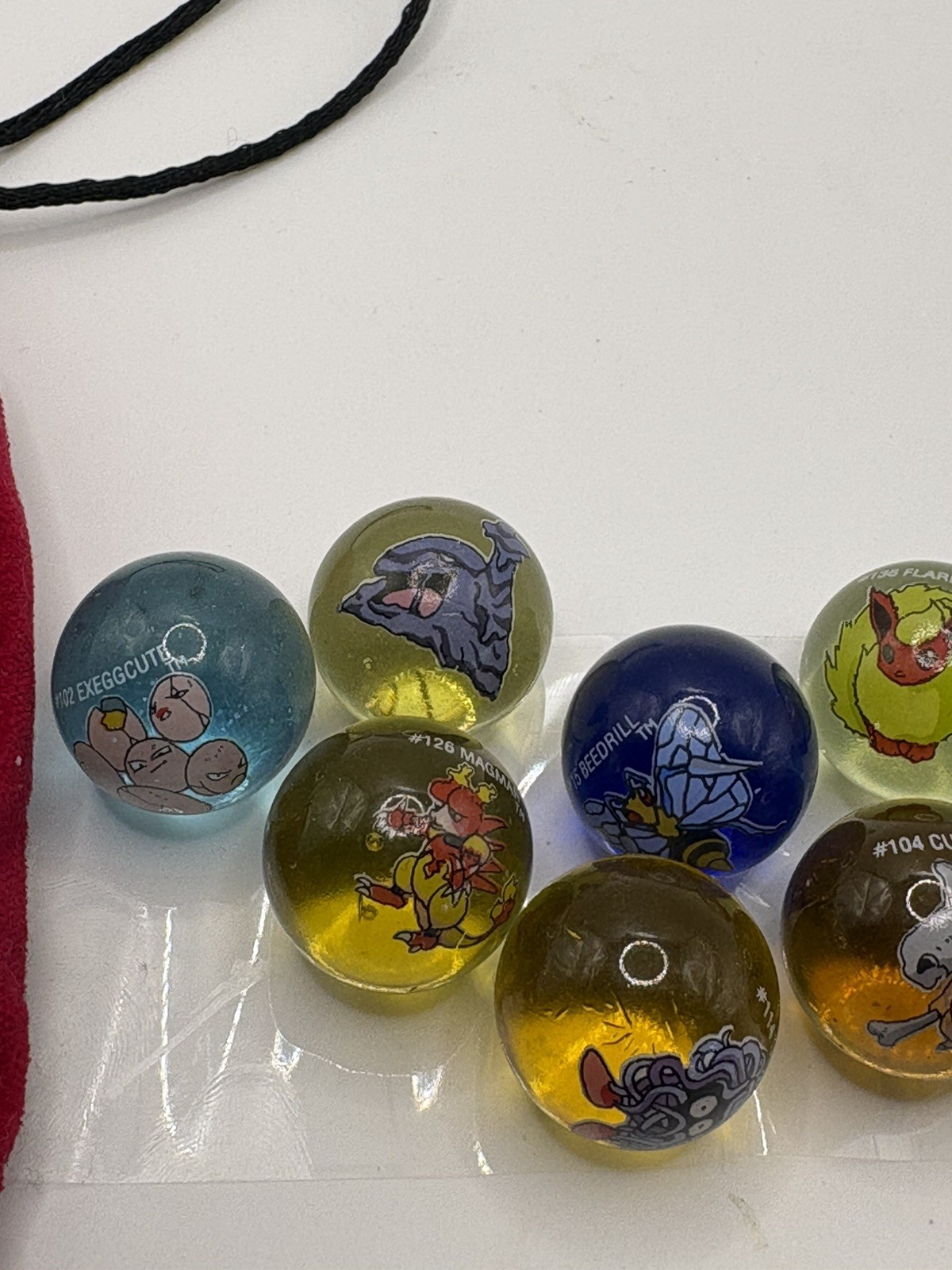 Vintage Pokémon Rhydon Velvet Marble Pouch With 9 Marbles Nintendo 1999 Gen 1