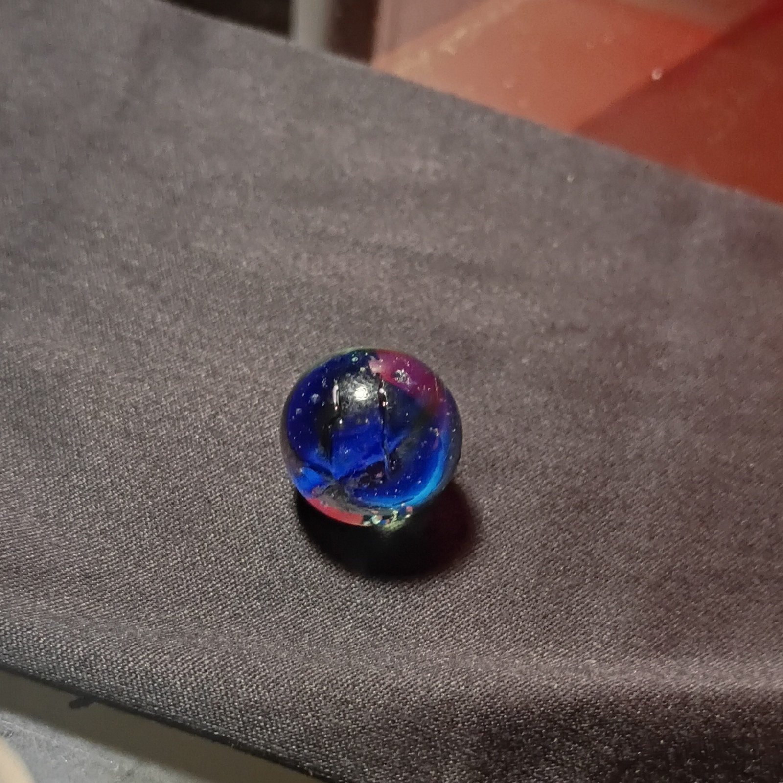 Single Machine Made Glass Toy Marble, Blue & Purple Corkscrew Swirl, Ages 4+