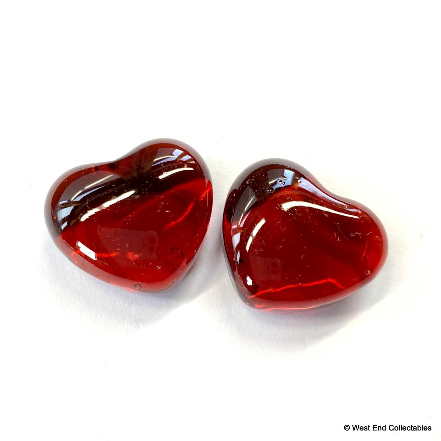 Pair of 25mm (1″) Red Glass Art Love Hearts – Beautiful Wedding Favour Valentine