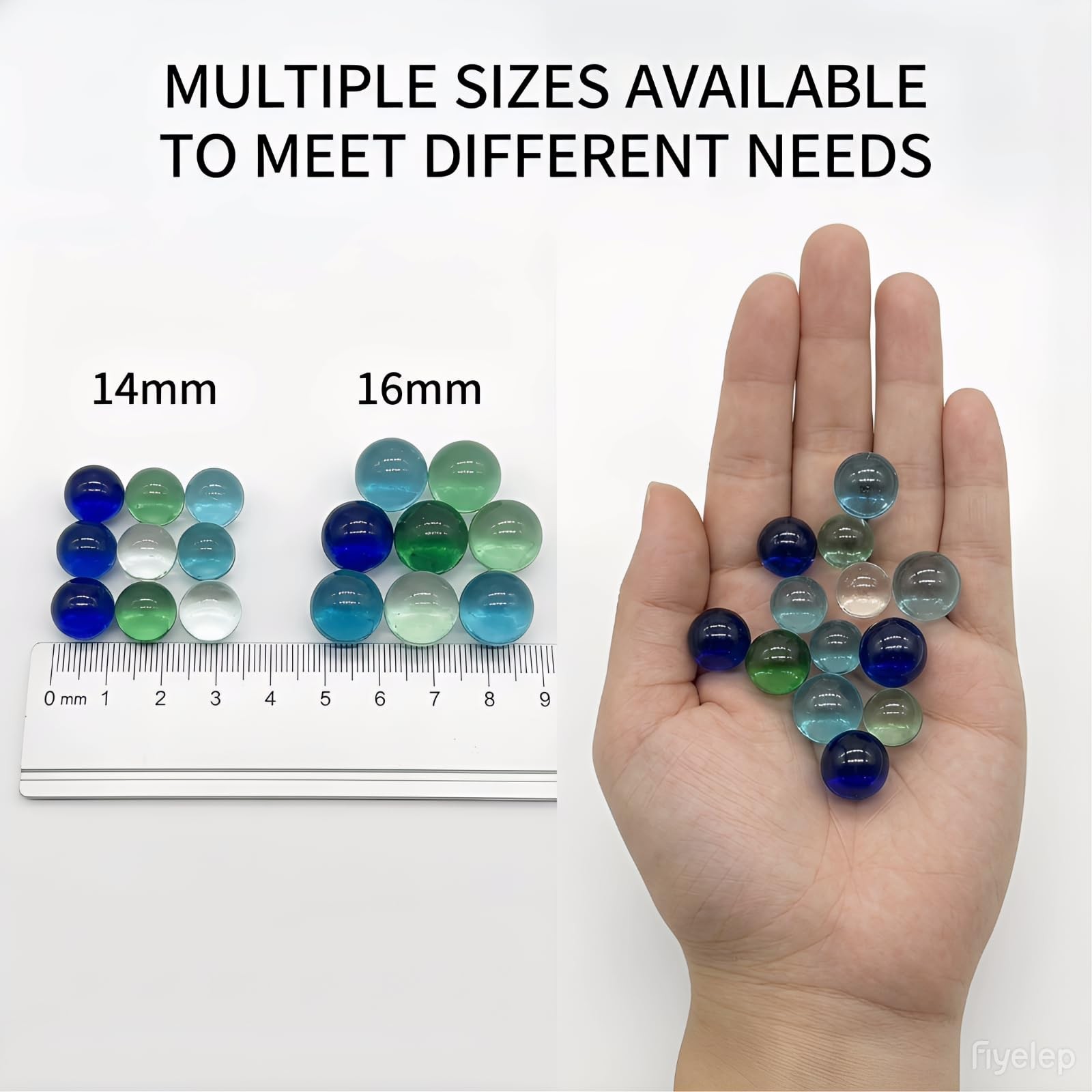 Lagincig 97Pcs Glass 14mm & 16mm Mixed Sizes, Multi-color Mix (5 Colors)