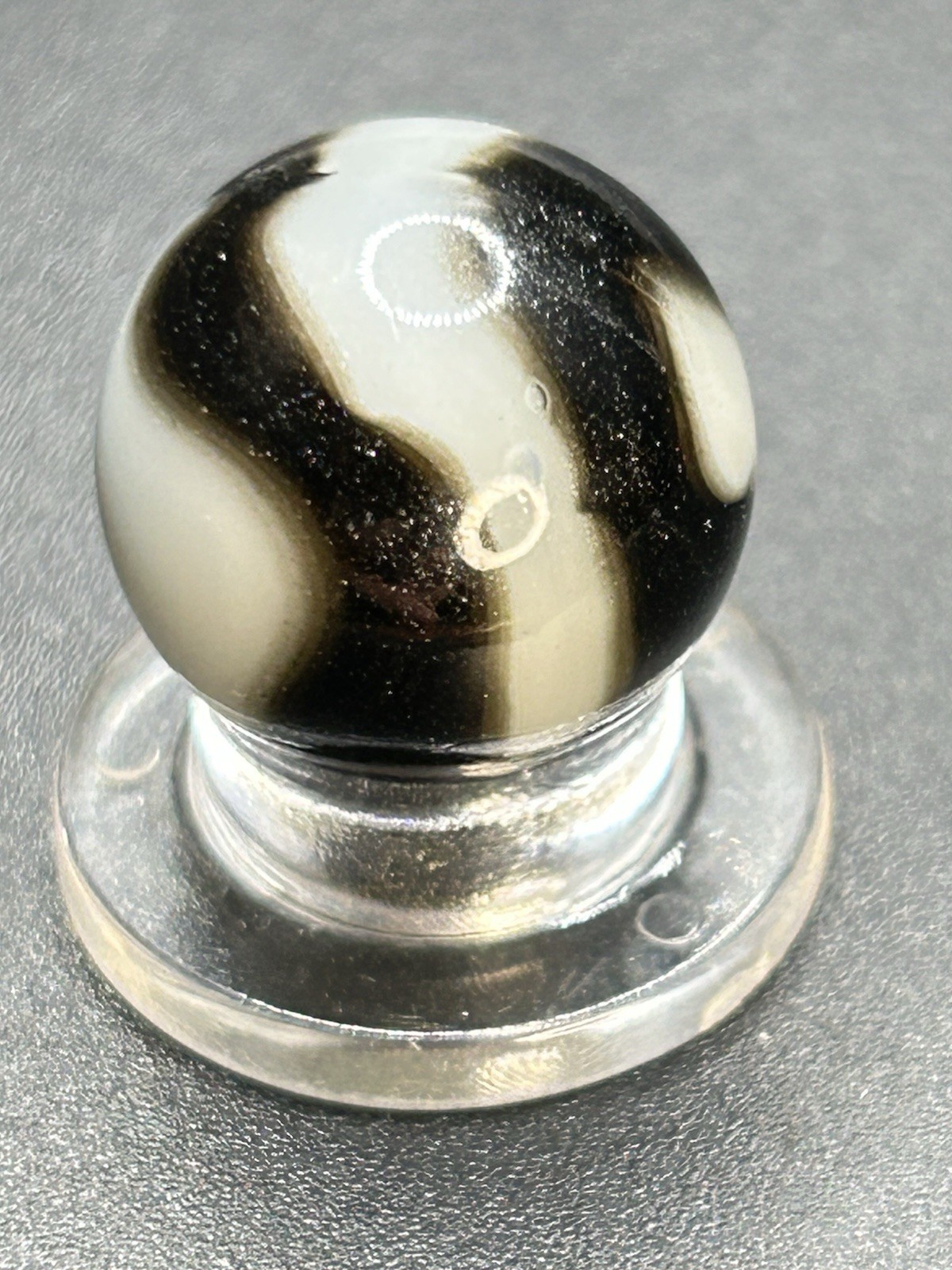 Peltier Zebra Marble w/ Aventurine Vintage Marbles 0.591”