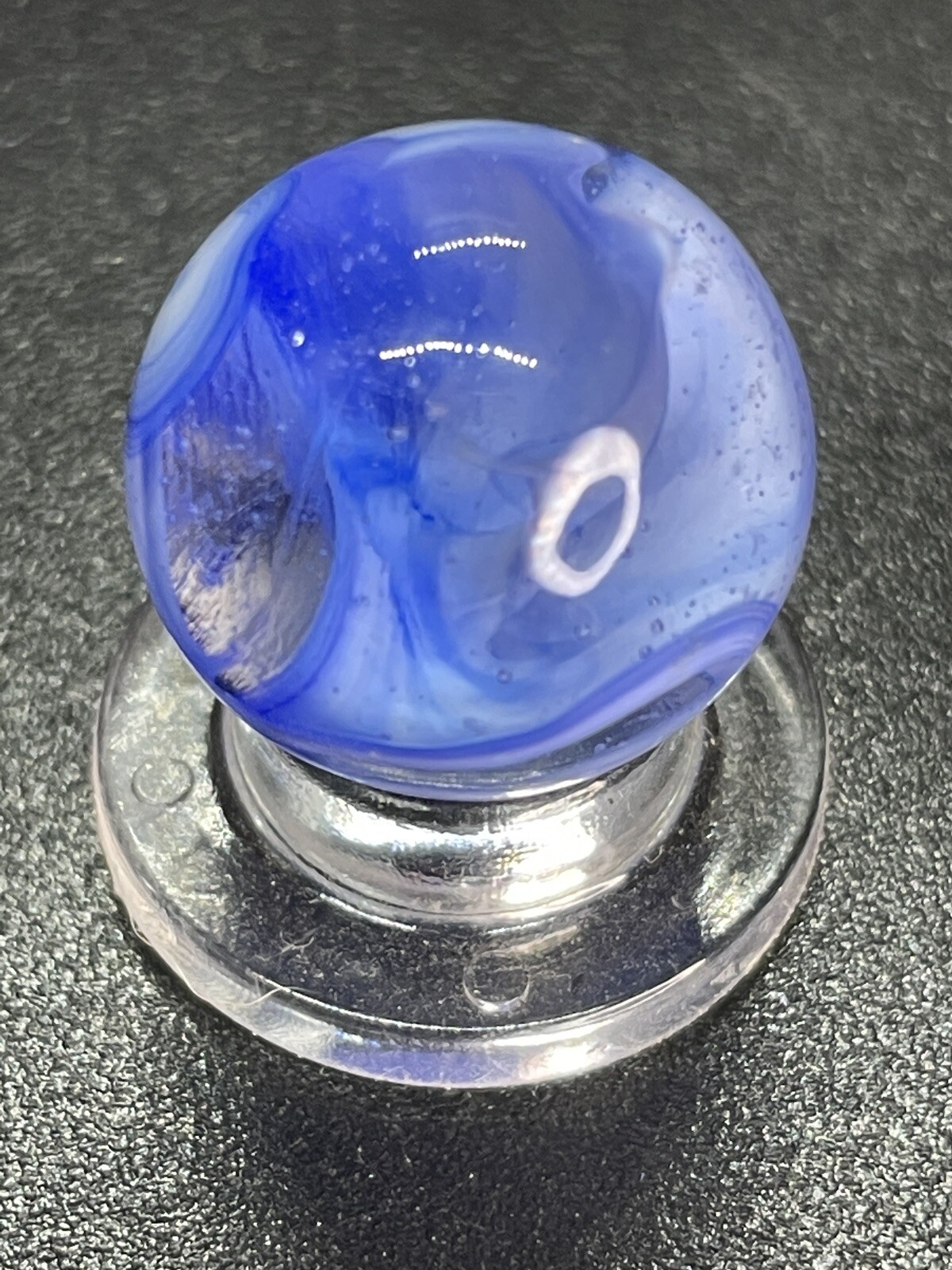 Blue Clear Base Snake Style Swirl Wirepull Alley Or Other Vintage Marbles 0.629”