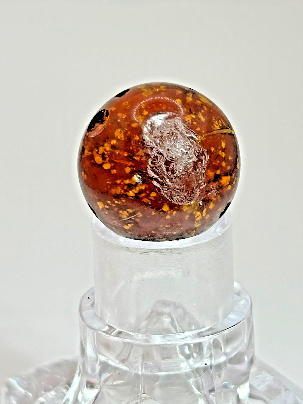 Antique German Handmade Red Mica Marble 87/128″ Near Mint+ M28