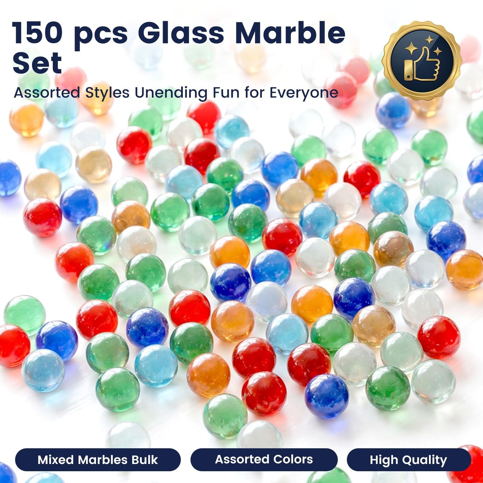 150PCS Colorful Glass Marbles 5/8″ for Games, Crafts & Family Fun – Bulk Set