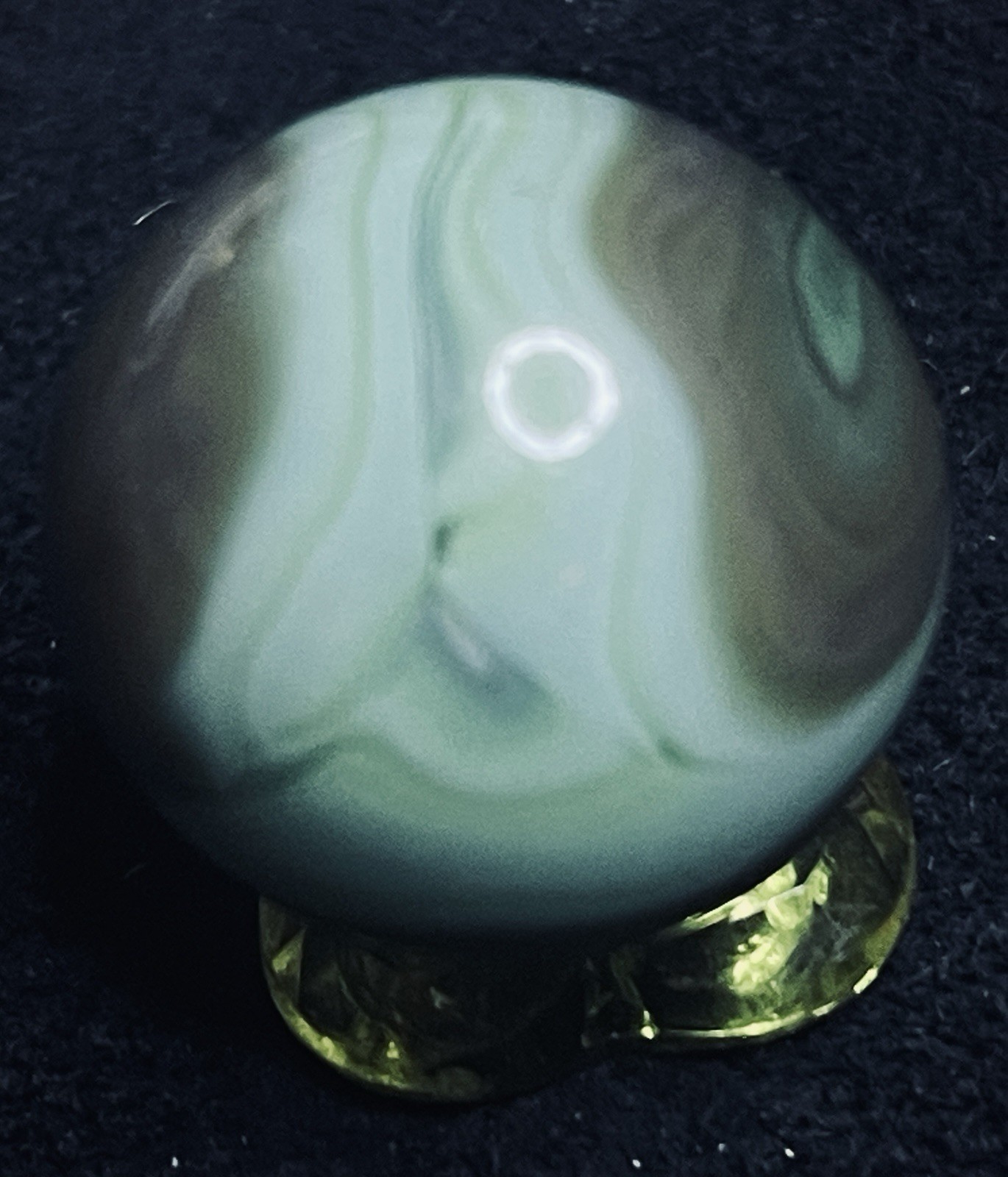 Master Marble Vintage .885” HTF Swirl Shooter. Earthy Greens, Browns & Purple.