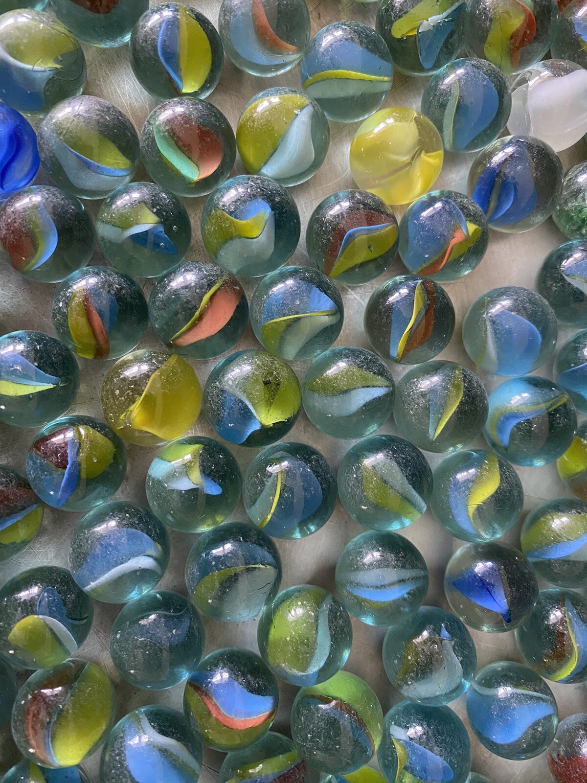 Vintage Lot Of 243 Cat’s Eye Glass Marbles