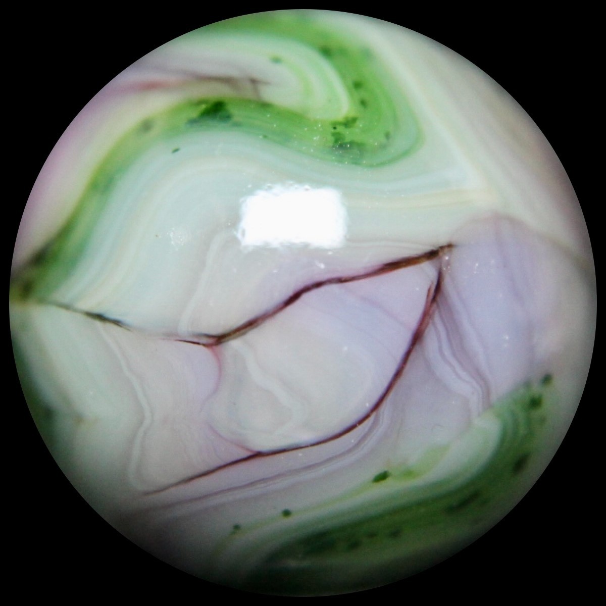 JABO Kokomo Glass Marble Collector Series: Rare KOG Lavender & Jade