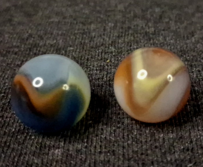 Vintage Vitro Agate Opal V Patch Marbles 5/8″ Set Of 2 – Both Mint 526041