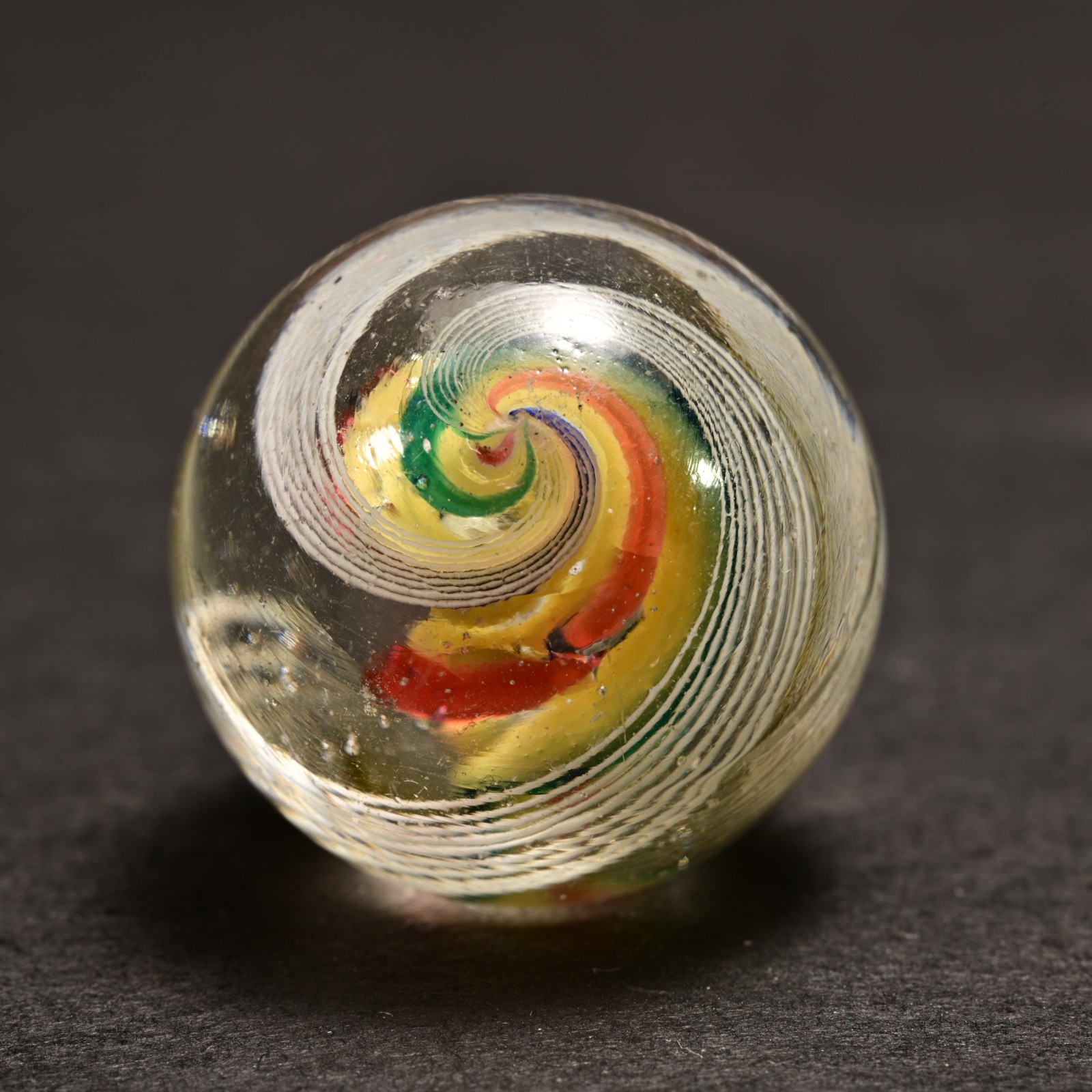 Double Ribbon Core German Handmade Antique Marble Jazzy Swirl 22.7mm 7/8”