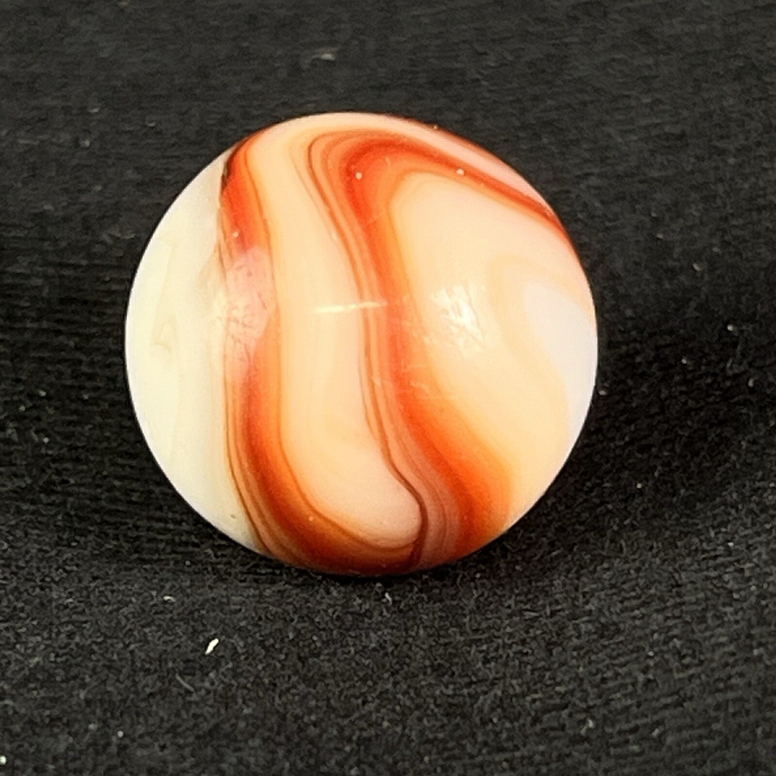 Vintage Akro Agate Peltier Art Swirl Glass Marble .65” White Brown Yellow