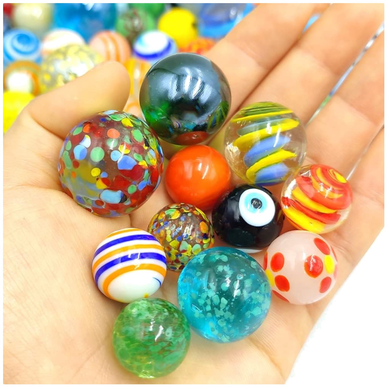 71pcs Assorted Glass Marbles Set for Kids – Cool Colors