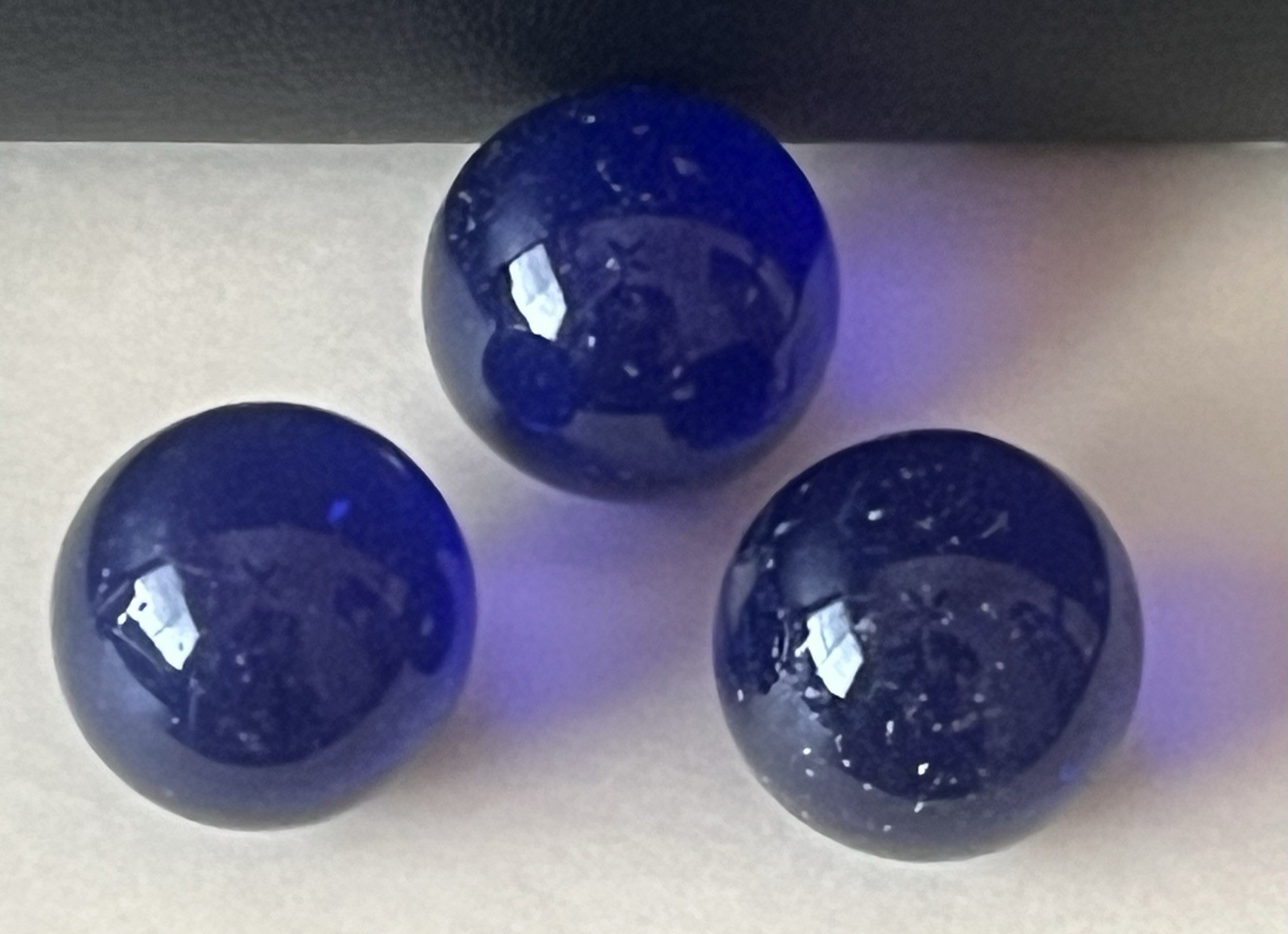 Three Vintage Cobalt Blue Shooter Marbles