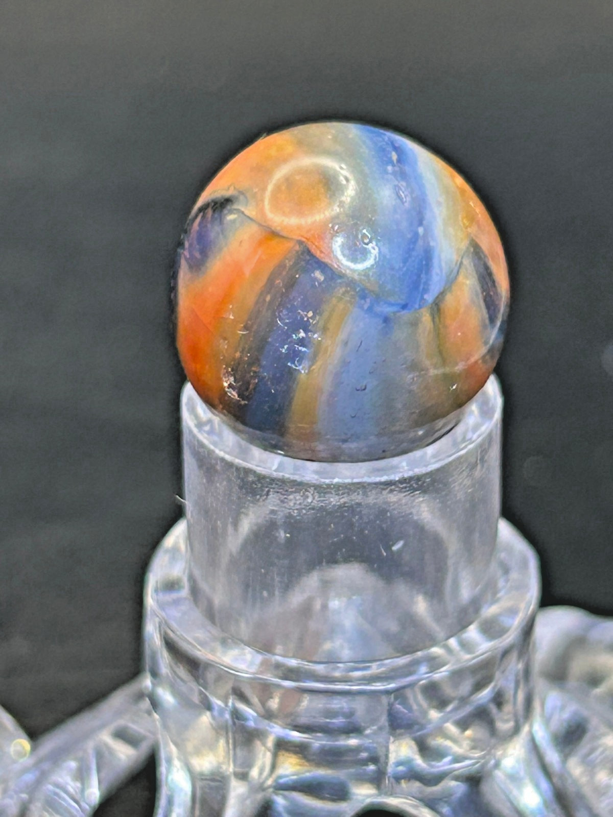 Vintage Peltier NLR Blended Rainbo Superboy Marble, Blue/Orange, .62″, NM+, #P25