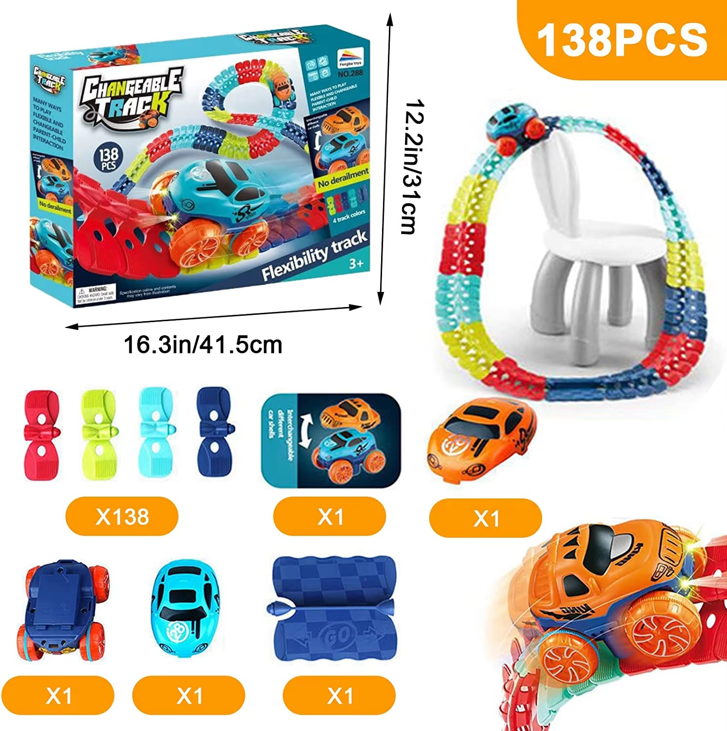 2023 New Zero Gravity Car Track Set,Race Track Toys for Kids with LED Light-Up R
