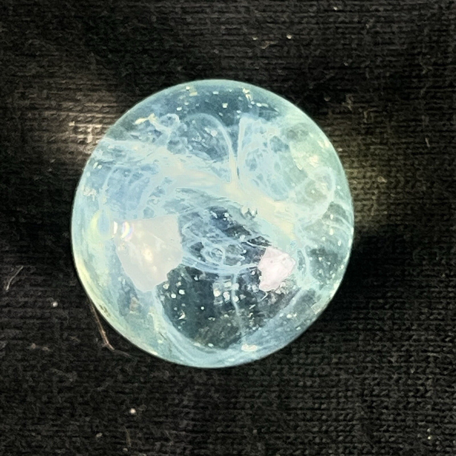 Vintage Akro Agate Peltier Art Swirl Glass Marble .65” Clear Light Blue