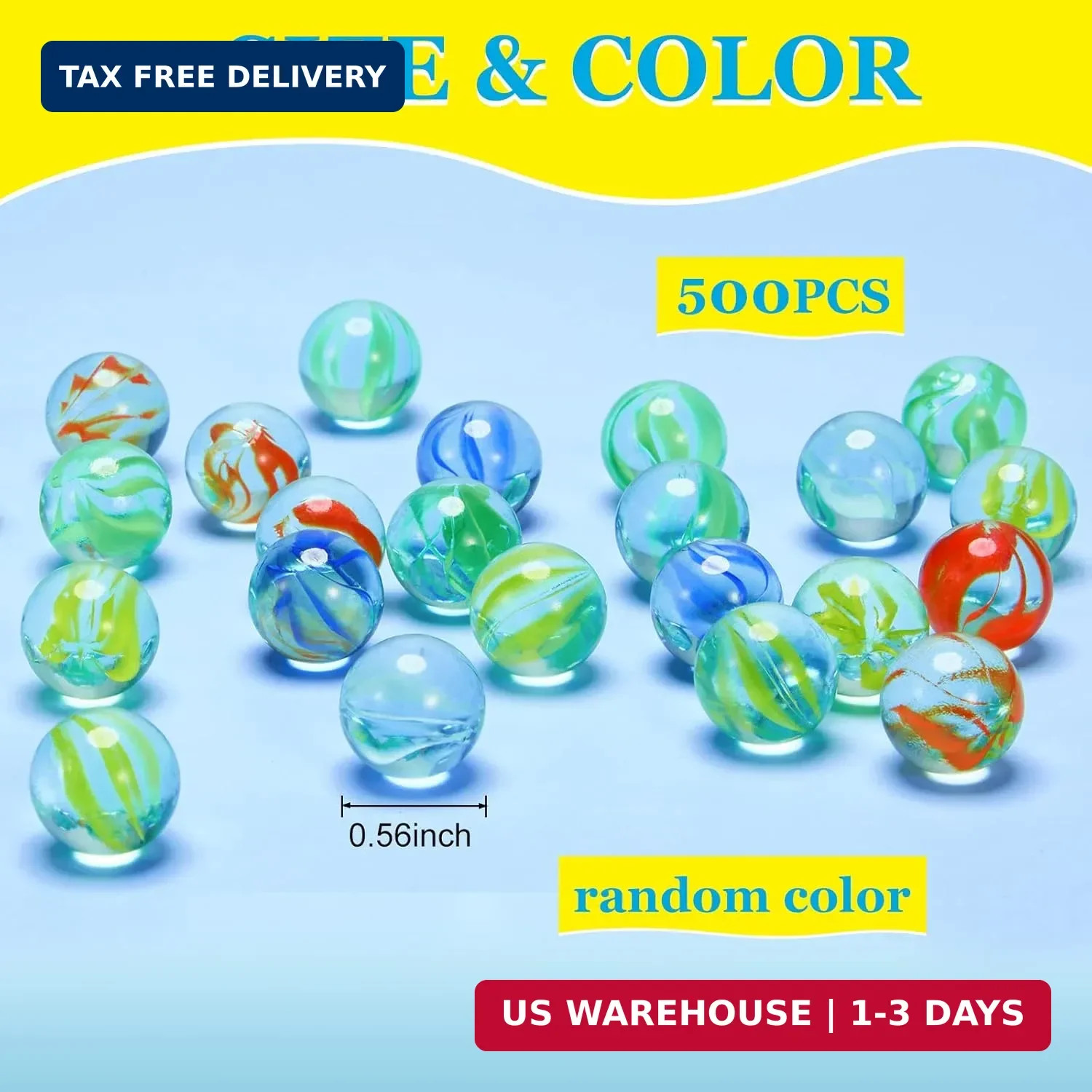 Zhanmai 500 Pieces Color Mixing Glass Marbles 0.56 Inch Cat Eyes Marbles Bulk So