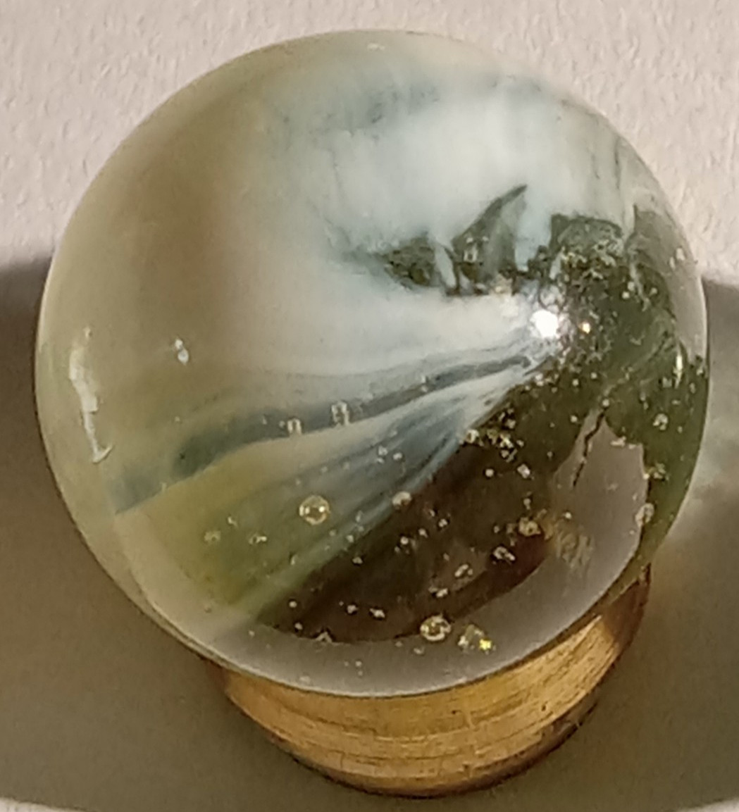 Lot of 8 Vintage Master Made Marbles – White Brushed Patch Striped Transparent