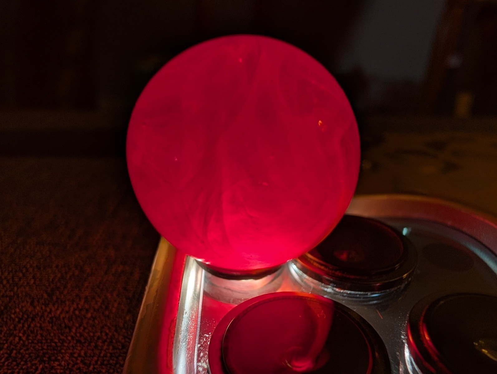 GRAIL- .93 German Cadmium Marble DAYLIGHT GLOW Neon Red Pink Shooter Pontil Rare