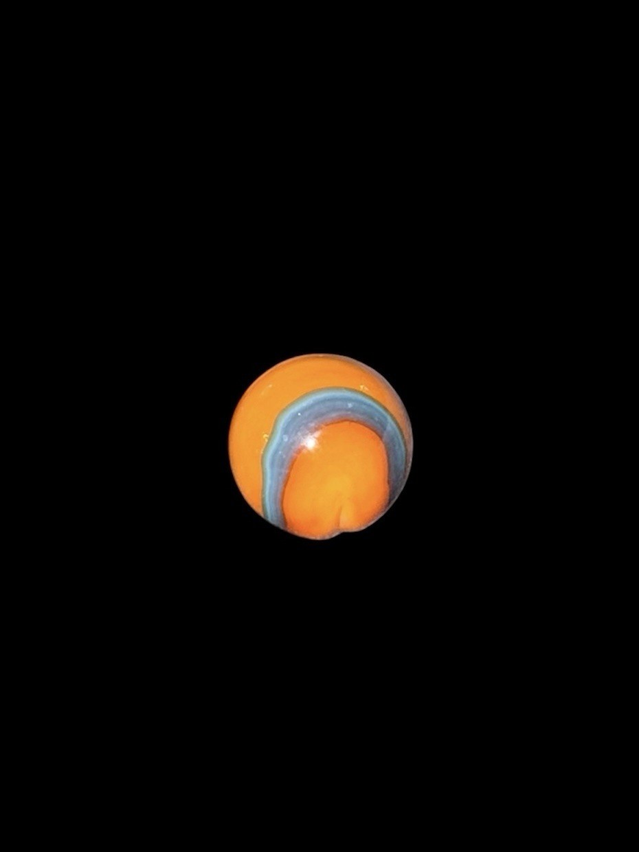 Vintage Peltier NLR Superman Marble Blue Base Orange Patch National Line Rainbo