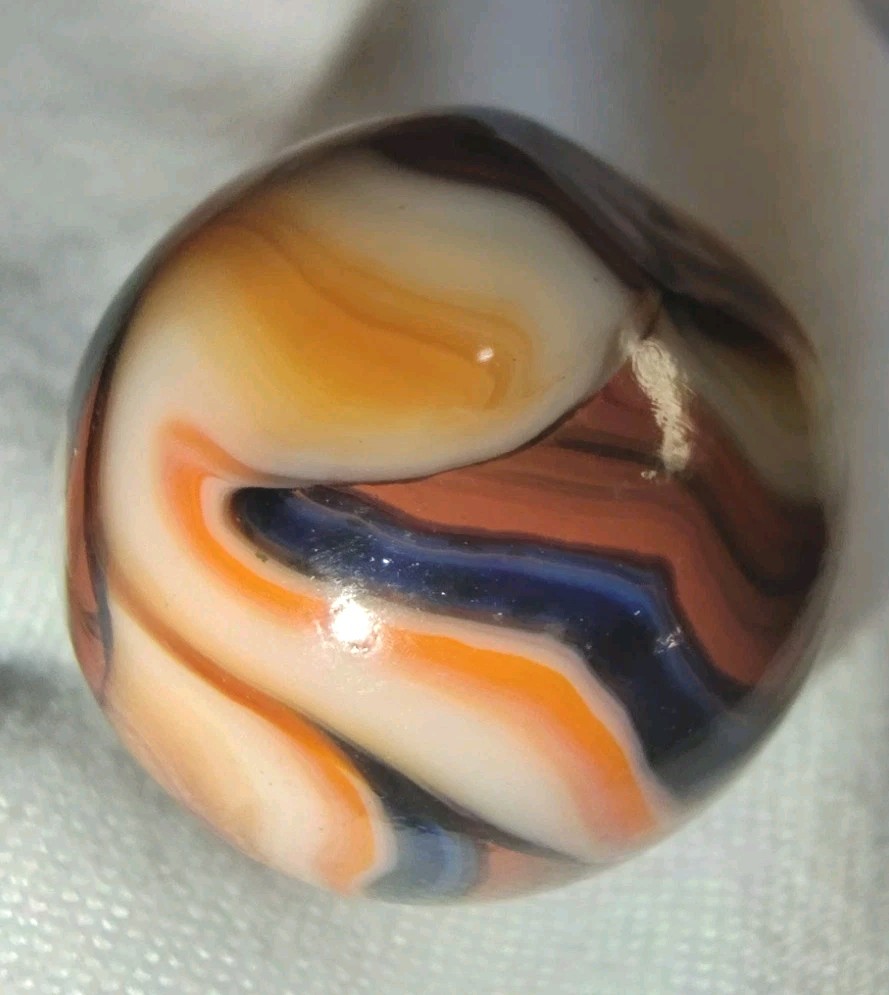 Jabo/DAS Cranberry Busy Gorgeous Flame Swirl Shooter Marble .74 Out Of Round