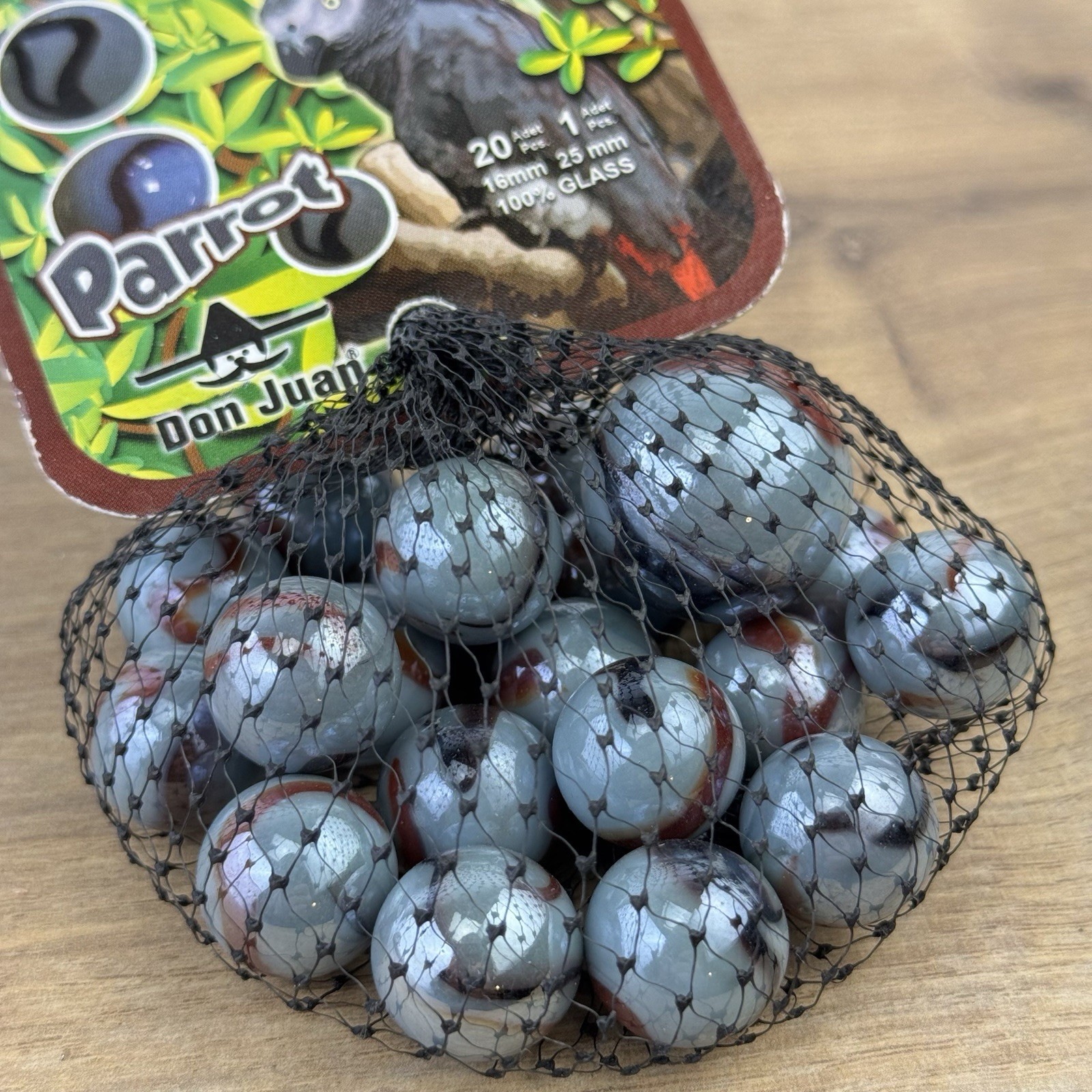 4 Net bags Vacor de Mexico – Bear – Parrot – Morelia – Sun Boulder marbles