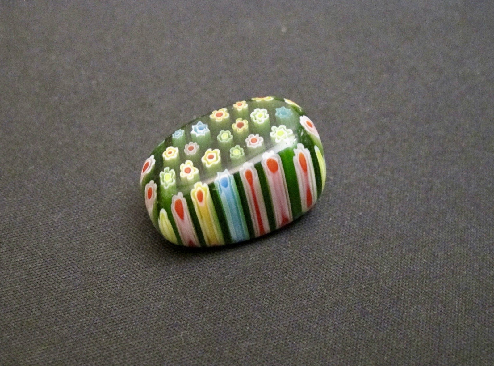 “ITALY” Vintage Murano Millefiori Glass multi-colored floral Bead