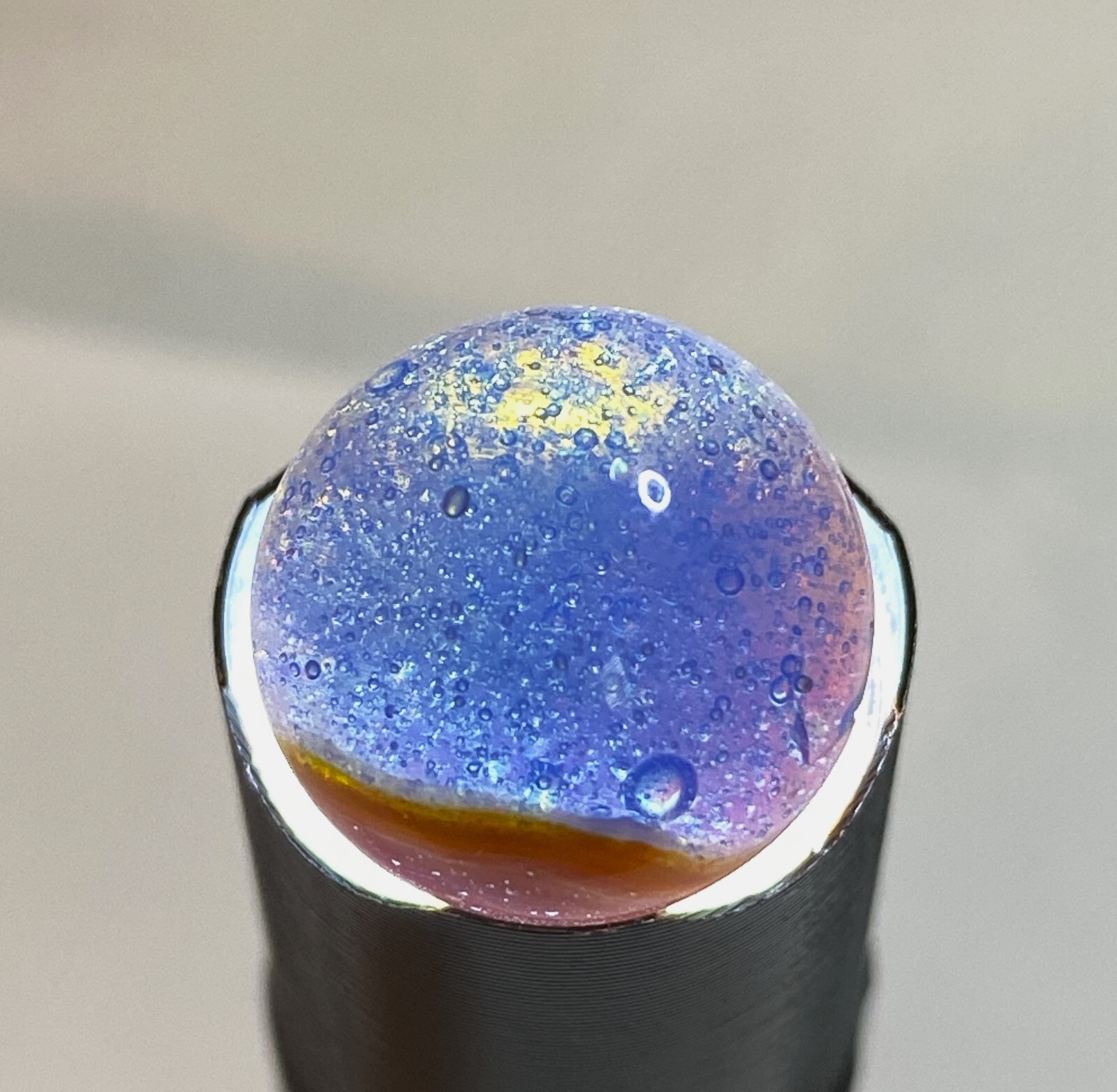 #8 PELTIER MARBLE HYBRID RAINBO BLENDED SPIDERMAN BURNT COLORS .61″ NM+/- MX127