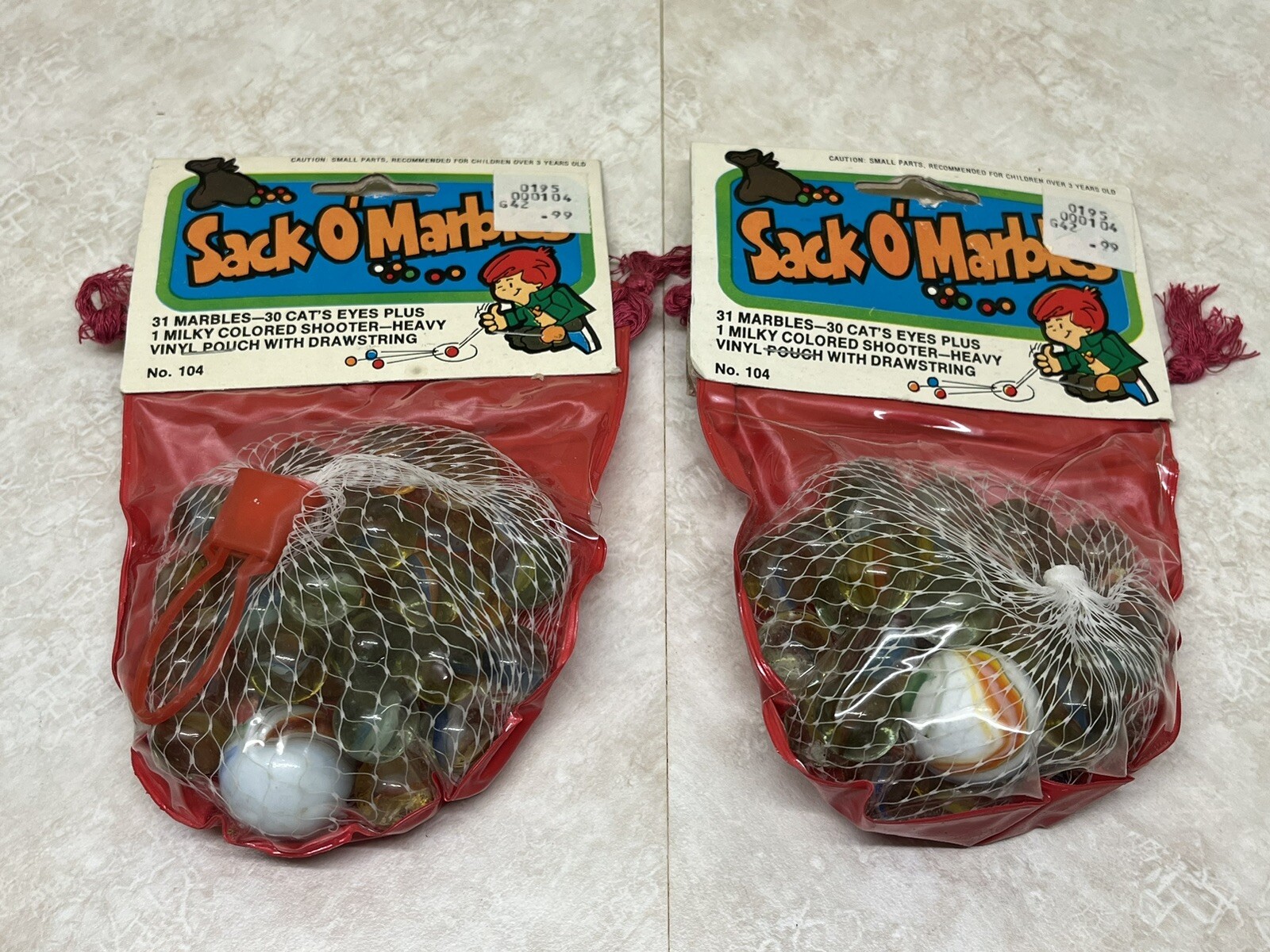 Lot of 2 Vintage 1980 Sack O Marbles Gordy International #104 New in Package
