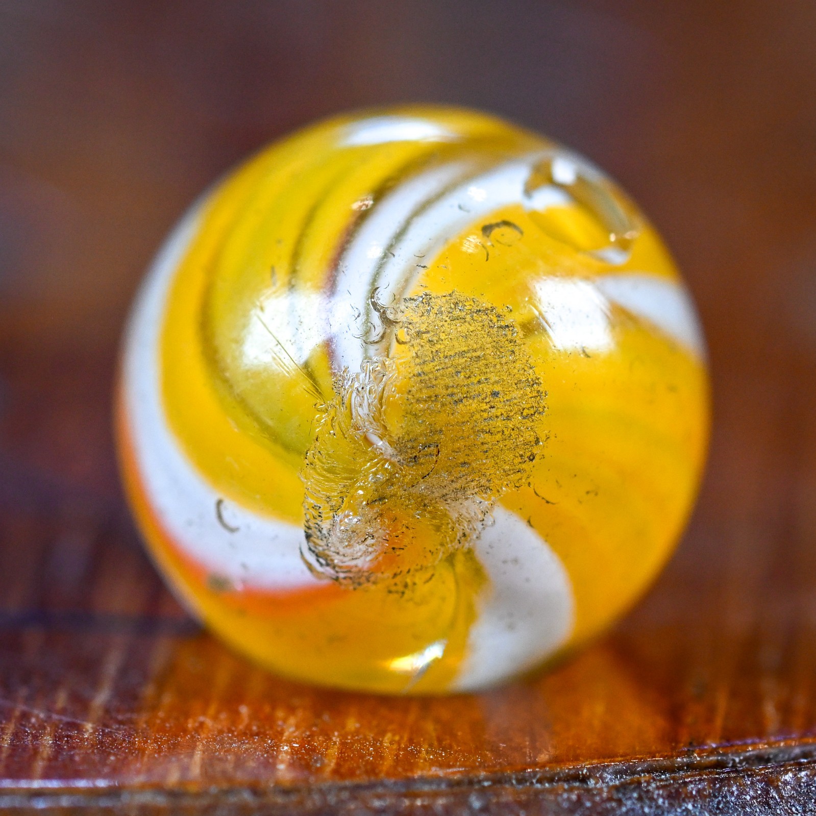 Orange Onionskin Marble, Handmade 0.57 in, Near Mint-, 1860-1920 Germany, S1632
