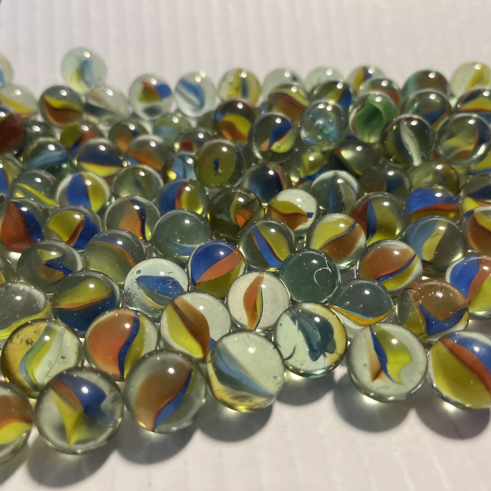 Vintage 1/2” Glass Marbles Lot Of 150+ Cats Eye -Wave – Swirl- Rainbow Of Colors