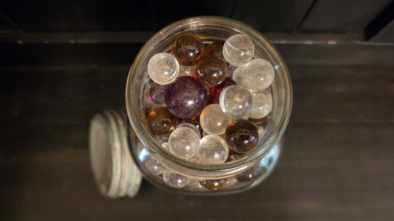 2 lbs Of Vintage Marbles In Atlas Jar Mixed Size & Color