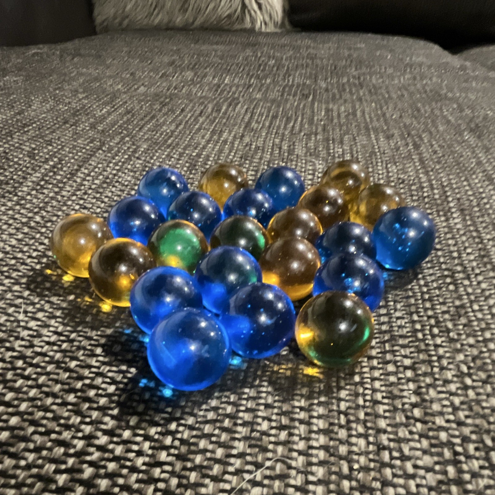 Assorted Glass Toy Marbles Mixed Lot Blue Amber Brown Green Machine Made