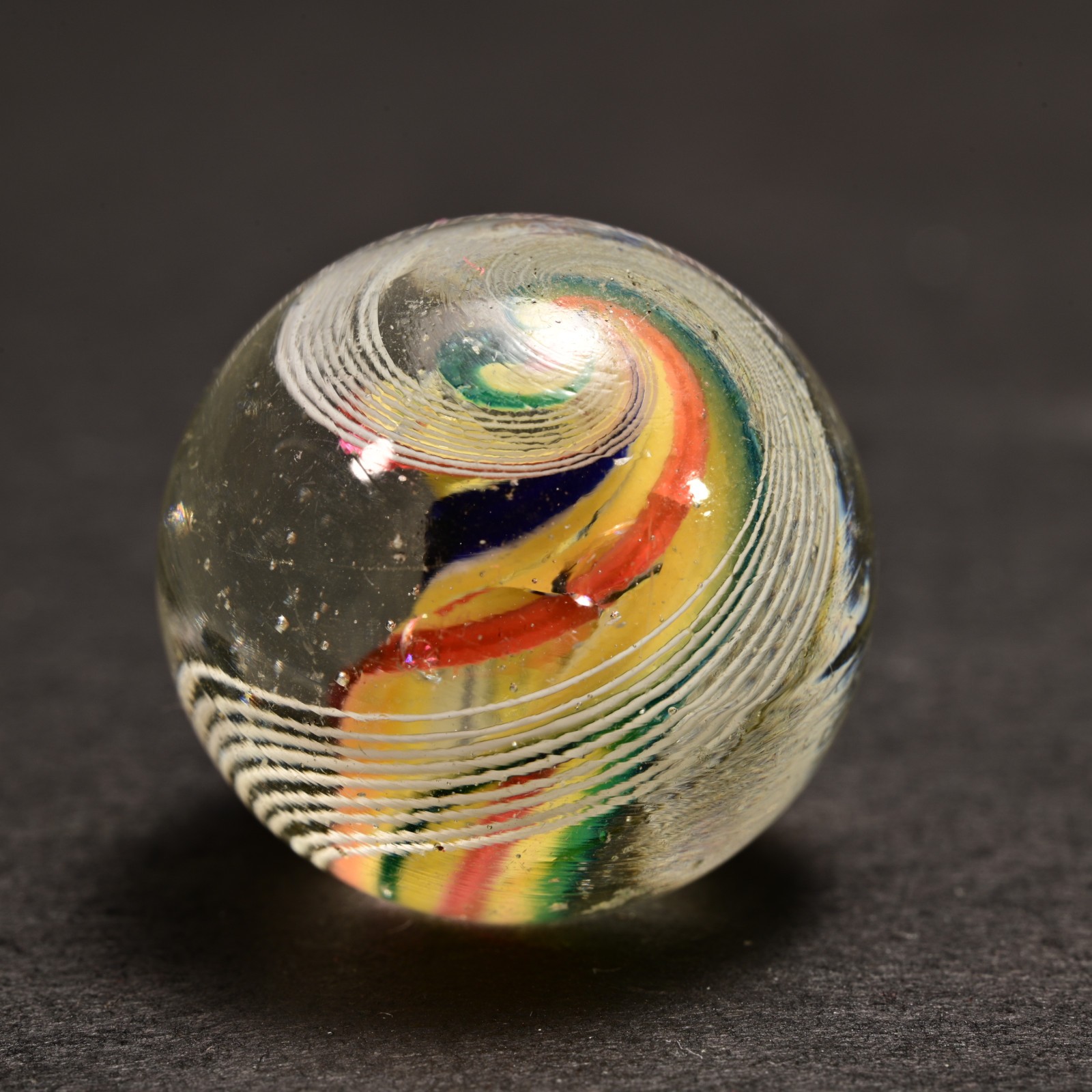 Double Ribbon Core German Handmade Antique Marble Jazzy Swirl 22.7mm 7/8”