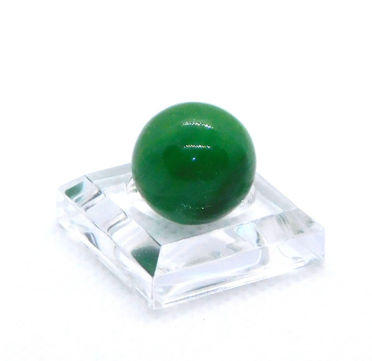 Vintage Glass Marble Small Green Opaque Swirl Melted Pontil Mint 0.55″ #0-116