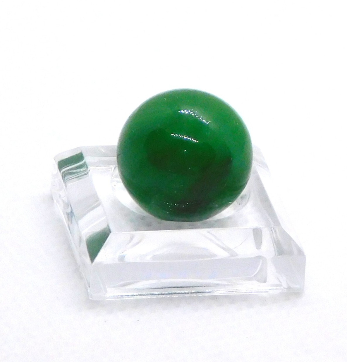Vintage Glass Marble Small Green Opaque Swirl Melted Pontil Mint 0.55″ #0-116