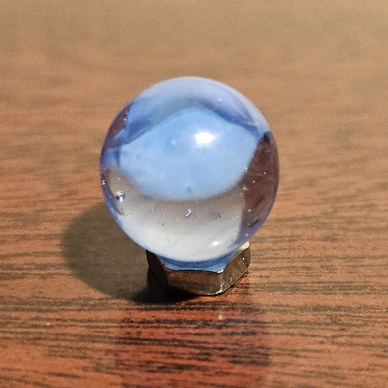 Vintage CE Bogard 4-Lobe Collapsed Floppy Hybrid Blue Clear O.593″ Marble