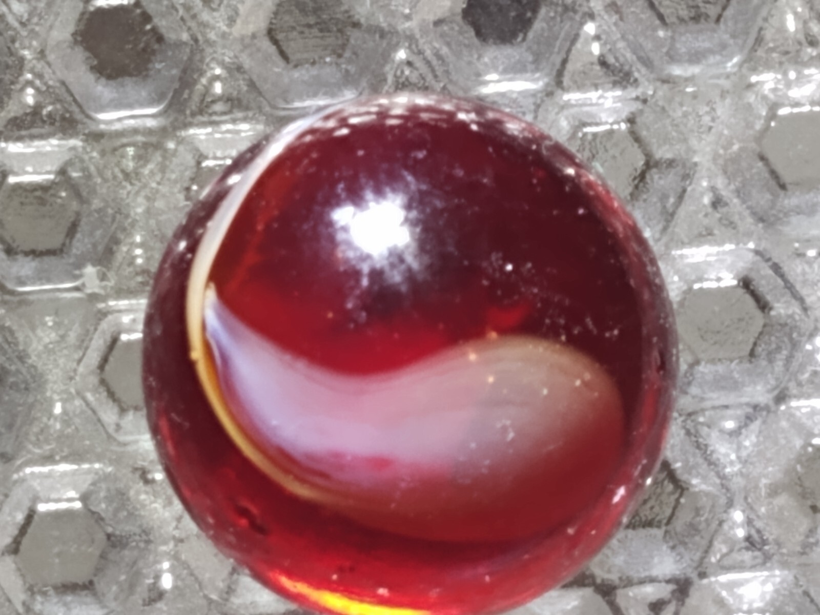 Vintage antique transitional hand cut ruby 9 tail swirl mnt gloss Peltier Master