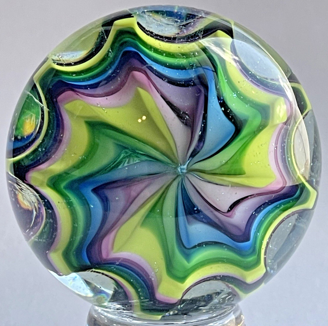 EDDIE SEESE MARBLE GLASS ART HANDMADE 1.83 FES 16 DICHROIC VIVID MADNESS