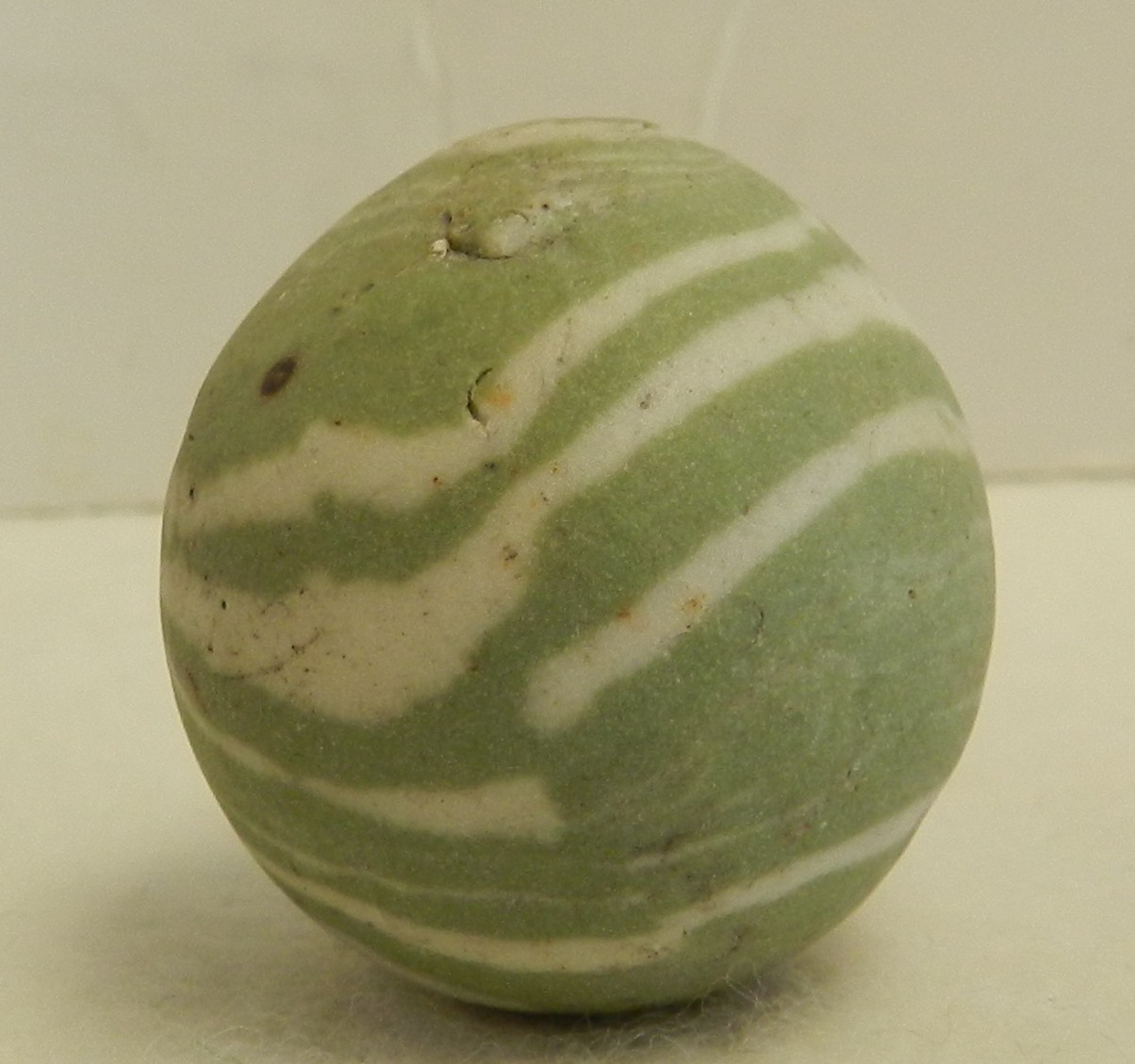 #20304m Vintage Error Out of Round Lined Crockery Shooter Marble 1.20 Inches