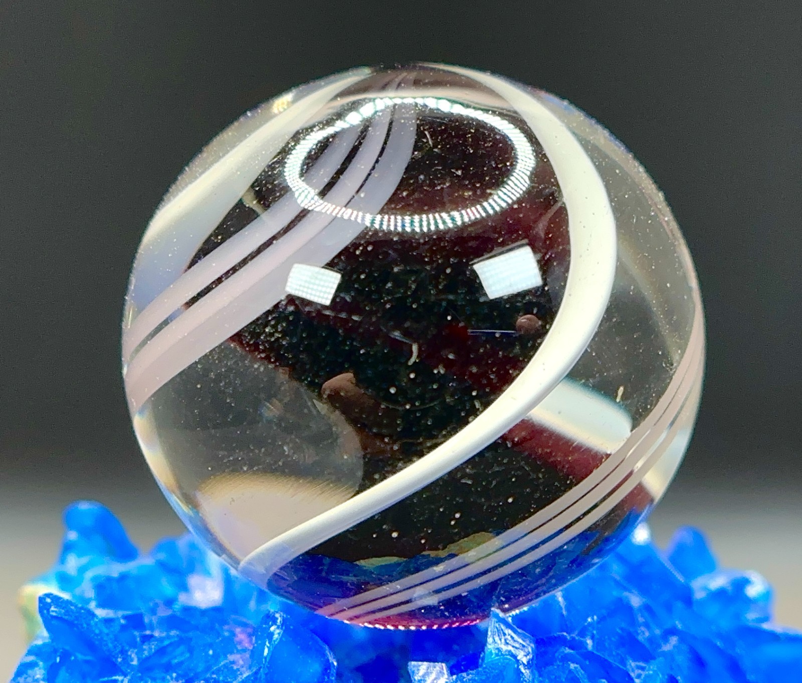 Big Contemporary Handmade Glass Marble – Jelly Ribbon Core – 1.07″ Nice!