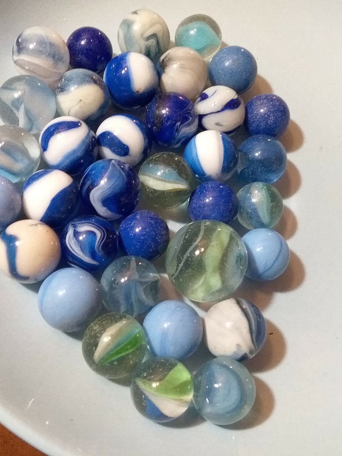 estate lot of vintage marbles cobalt blue white swirl misc unique