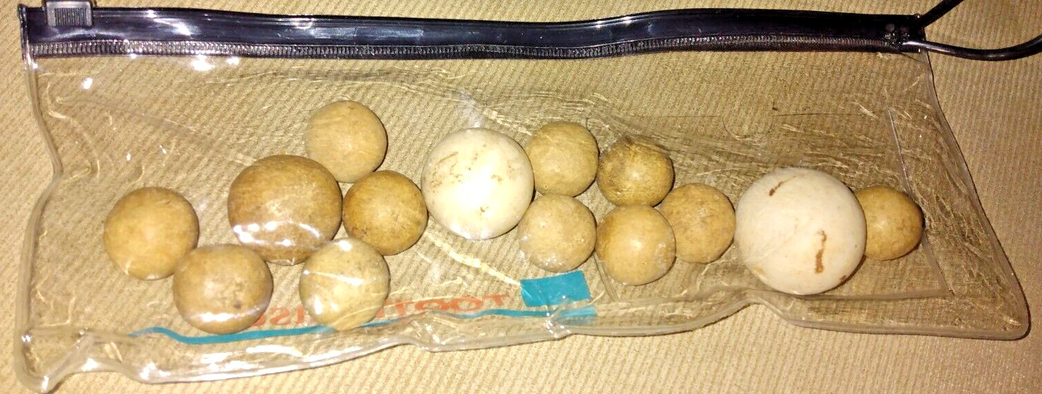 VINTAAGE LATE 1800s DARK CLAY 12 MARBLES 1 SHOOTER 1″ 11 MISC 11/16″ OKLAHOMA
