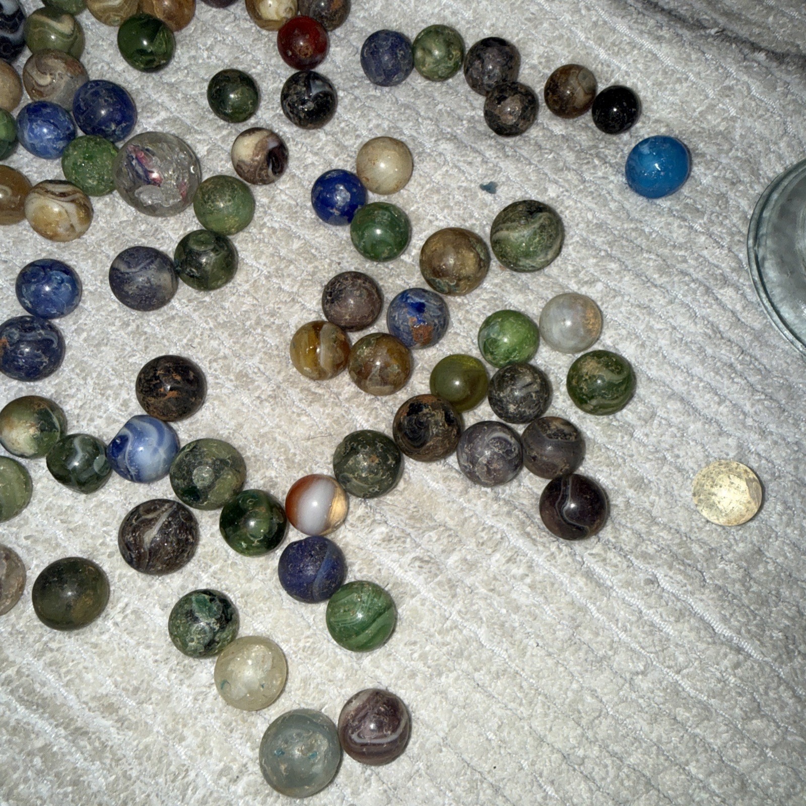 VINTAGE/Antique ESTATE 1.5 Lb. MARBLE LOT (h) w/ Jar German? unsearched 15-25mm.