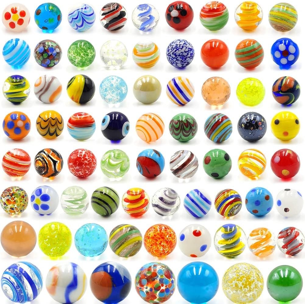 71pcs Assorted Glass Marbles Set for Kids – Cool Colors