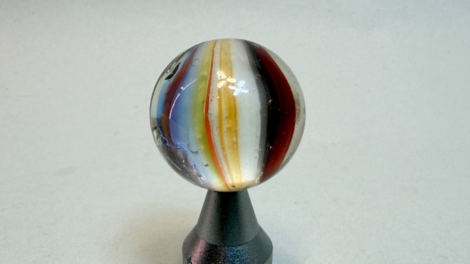 1950-60′ Big Vintage European Sparkler Glass Marble Cat’s Eye Naked Divided 1”