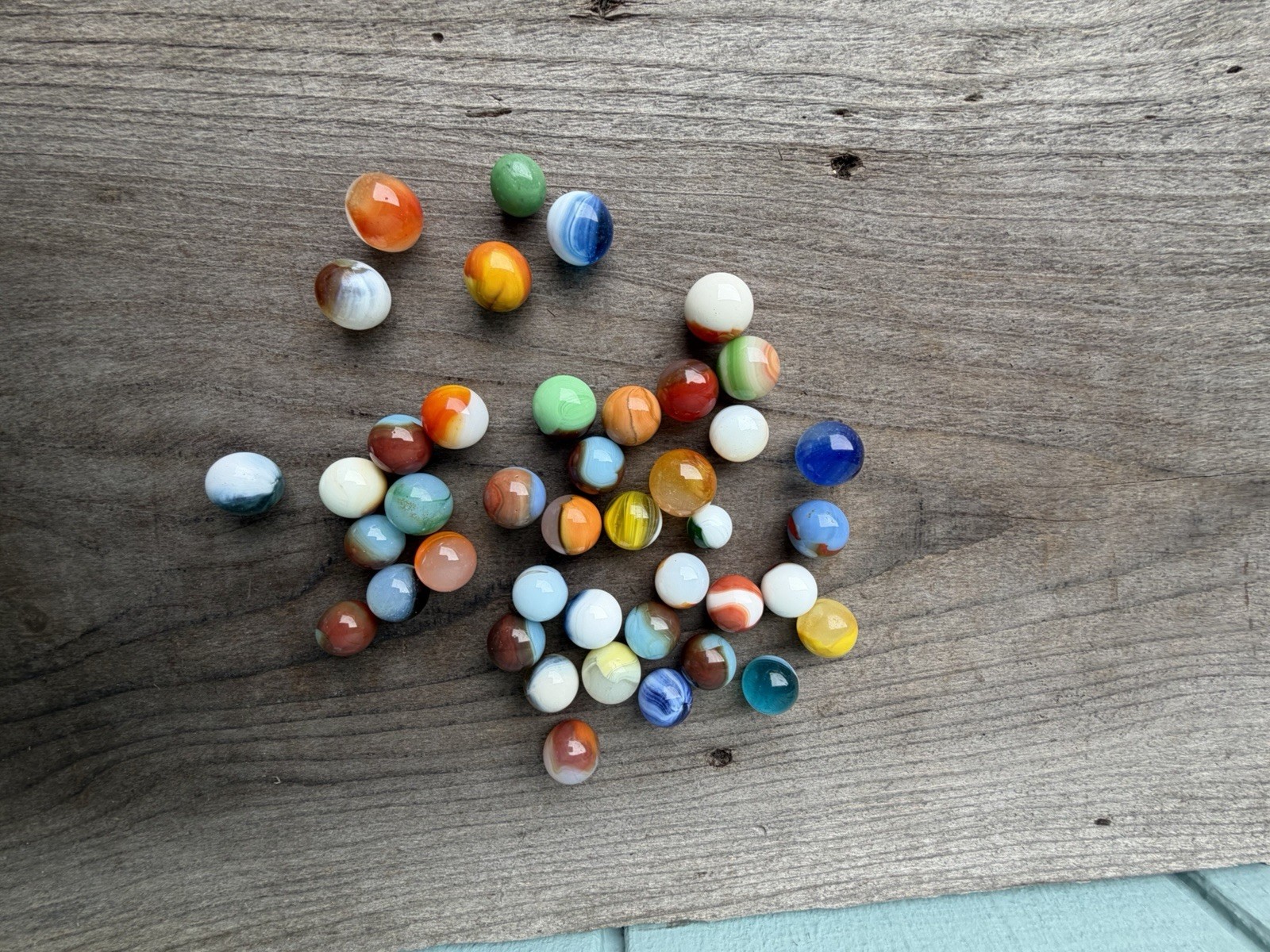 Vintage Vitro Agate Marbles 42 Marbles Mixed Lot Pee Wee To Player Size. Lott#1