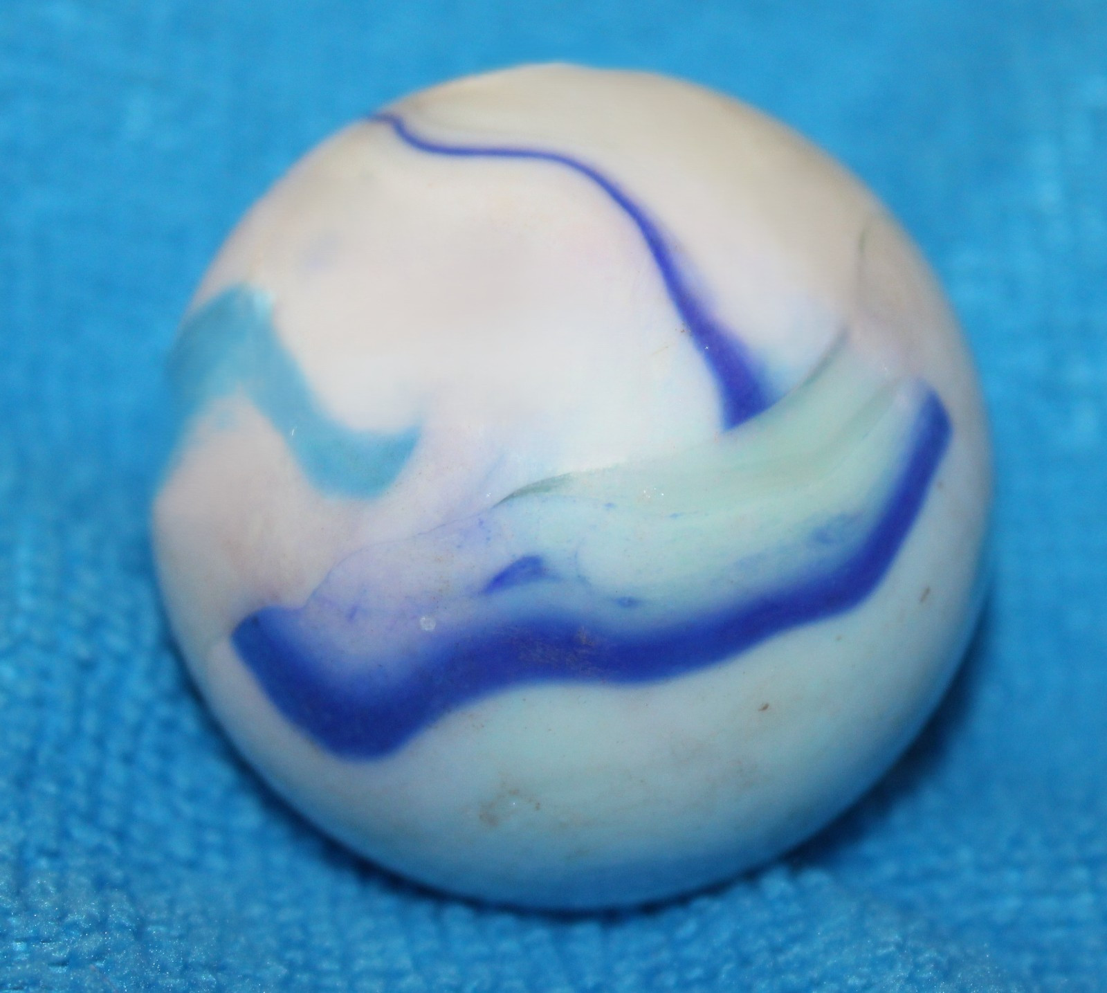 Two Large 2″ (50 mm) Marbles — (Swirling Blue & White Marbles)