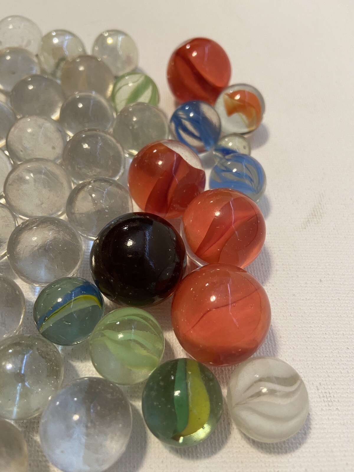 Glass Marbles Various Sizes and Colors, Lot of 140+
